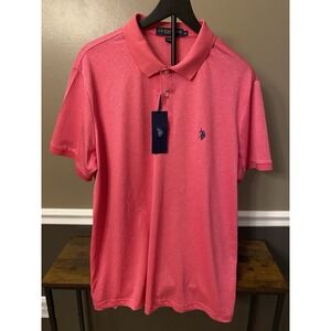 US Polo Association Polo Shirt Short Sleeve Men's X-Large Pink Rose Feel Dry